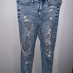 American Eagle Outfitters Ripped Blue Skinny Jeans